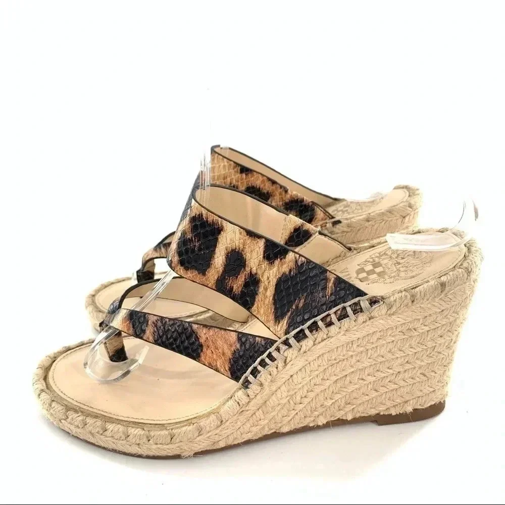 Vince Camuto Lavanda platforms size 6.5 36.5 brown black Cheetah print leather